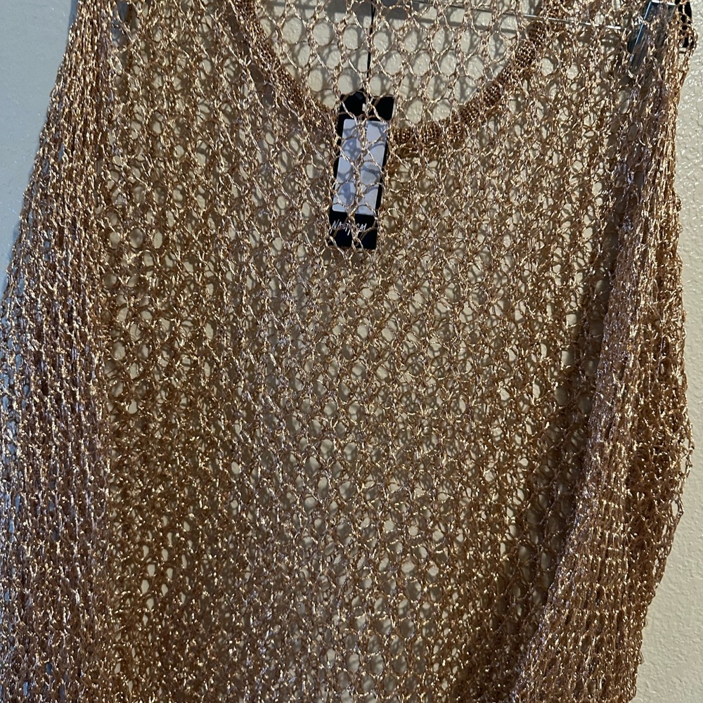 Gold Fishnet Swim Cover Up Set Top & bottoms plus size - Picture 8 of 8